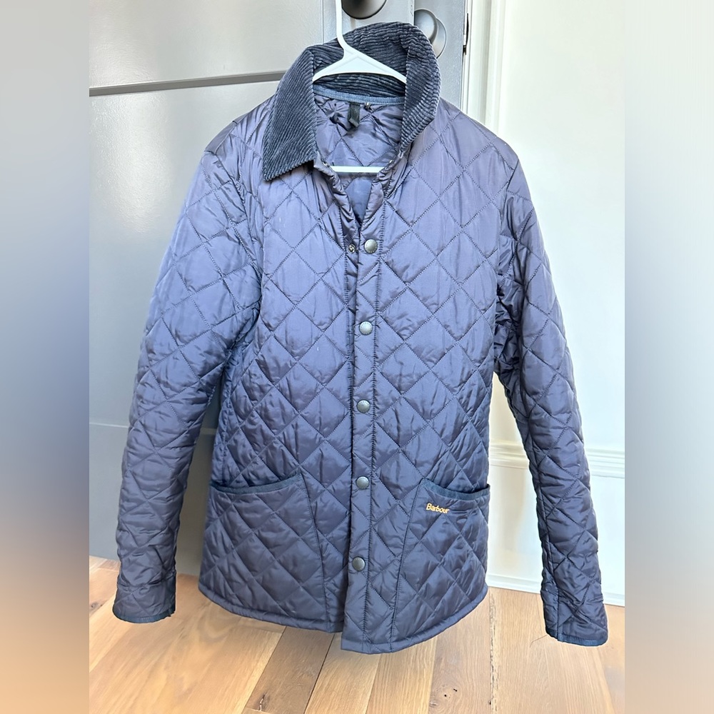 MINT Condition Mens NAVY Quilted Barbour Coat XS